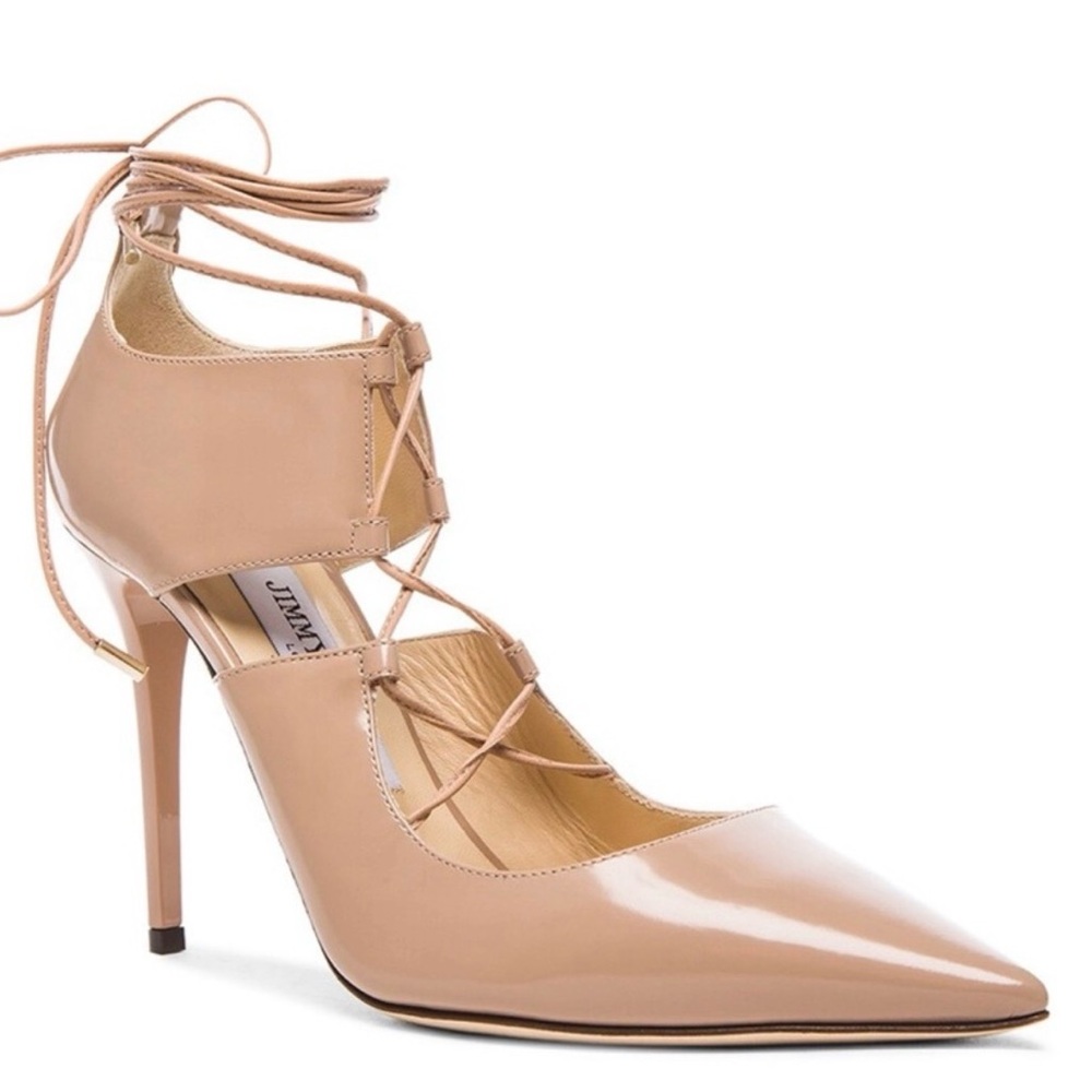 Elegant Nude Lace-Up Stiletto Heels